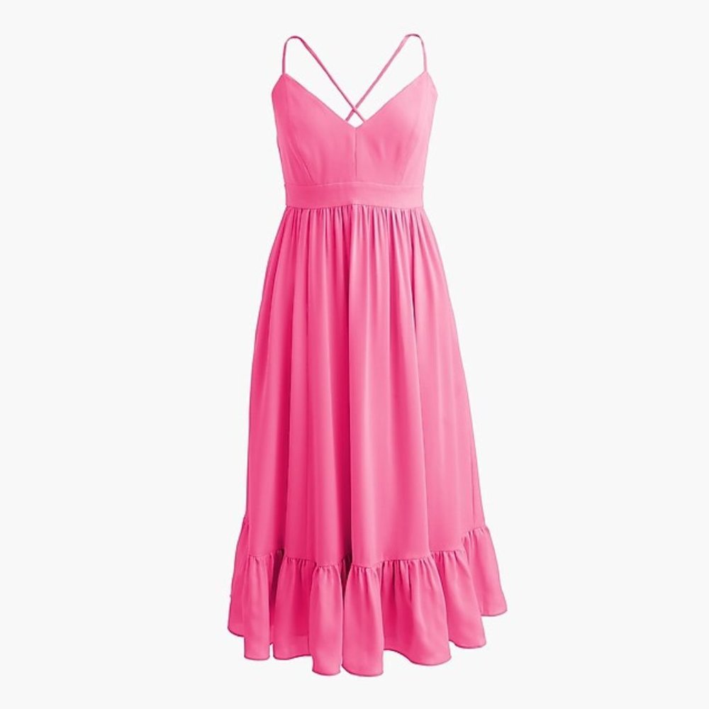 J. Crew drapey spaghetti-strap dress hot pink 8T - Picture 1 of 5